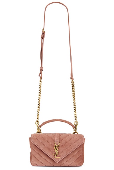 Saint Laurent Mini College Chain Bag in Barely Pink