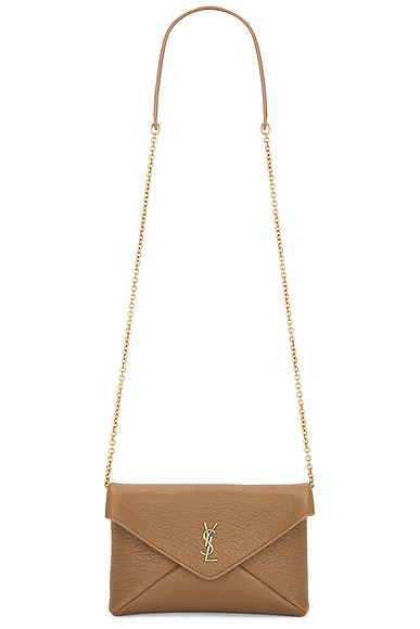 Saint Laurent Small Chain Pouch Bag in Dark Cork