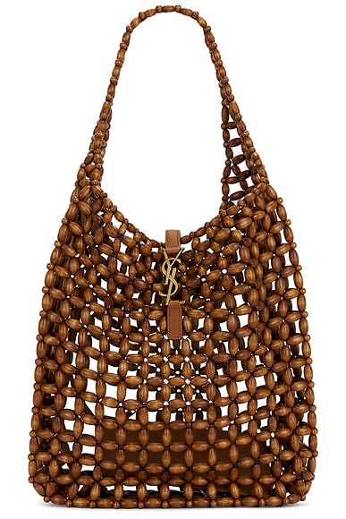 Saint Laurent Large Le 5 A 7 Supple Hobo Bag in Tan Natural & Brick