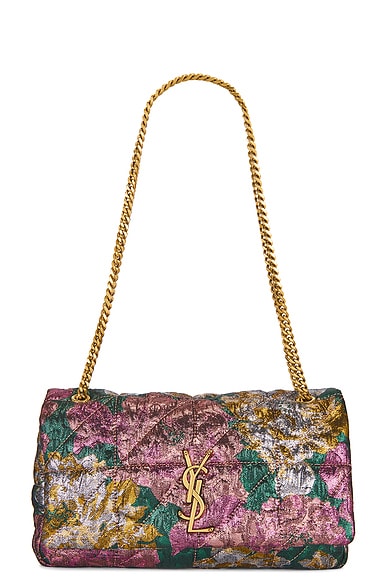 Saint Laurent Medium Jamie Chain Bag in Green & Pink Lame