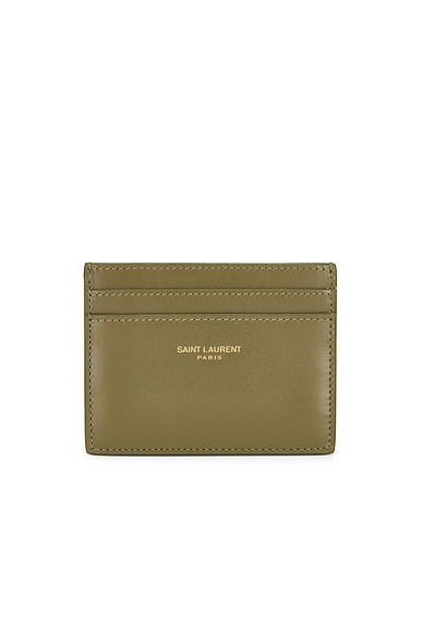 Saint Laurent Credit Card Case in Strong Moss