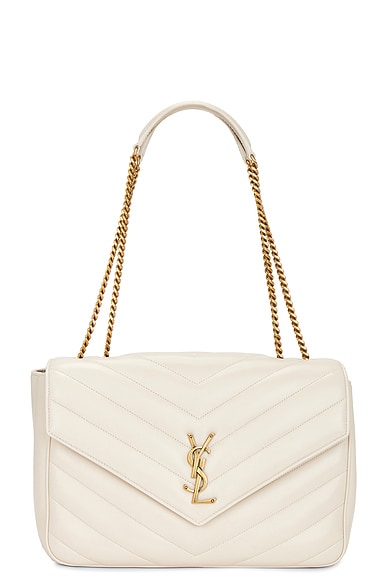 Saint Laurent Large Loulou Chain Bag in Crema Soft