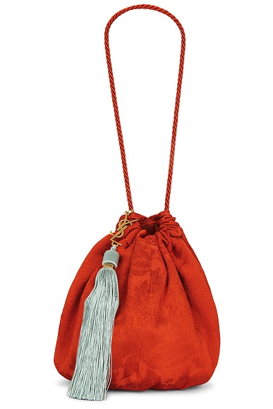 Saint Laurent Evening Pochon Round Bag in Dirty Orange & Ochre