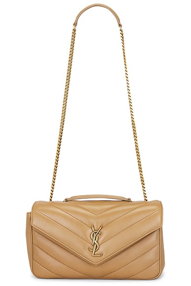 Saint Laurent Medium Loulou Chain Bag in Natural Tan