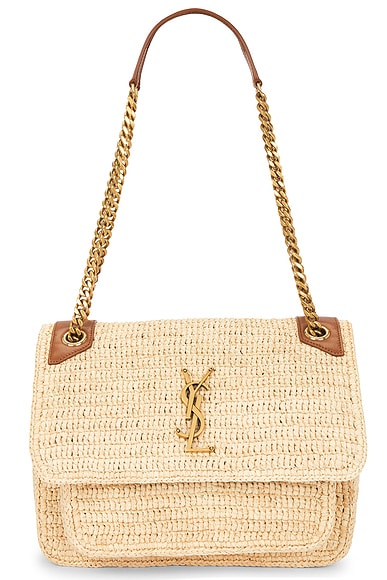 Saint Laurent Medium Niki Chain Bag in Pale Brown & Brick