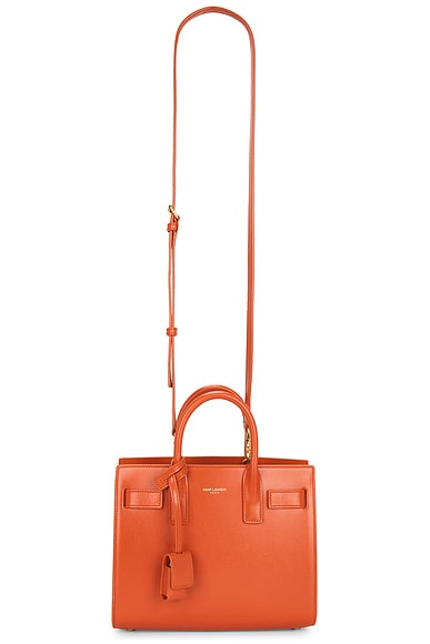 Saint Laurent Nano Sac De Jour Carryall Bag in Orange Vif