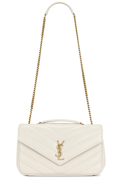 Saint Laurent Medium Loulou Chain Bag in Crema Soft