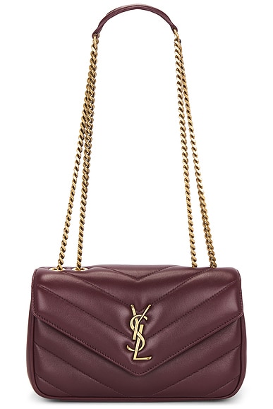 Saint Laurent Small Loulou Chain Bag in Light Hot Wine