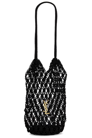 Saint Laurent Large Cassandre Shopping Crochet Bag in Nero