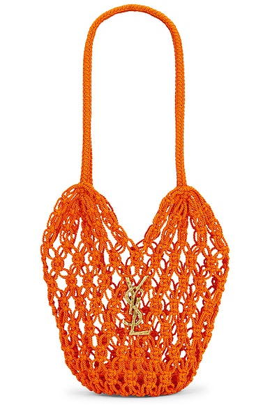 Saint Laurent Small Shopping Crochet Bag in Blazing Orange
