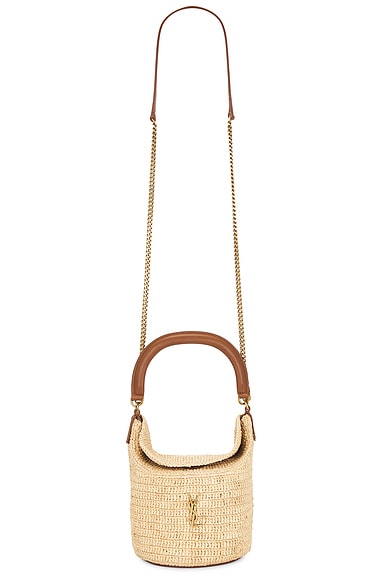 Saint Laurent Top Handle Bucket Bag in Pale Brown & Brick
