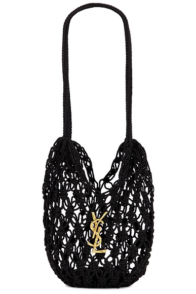 Saint Laurent Small Shopping Crochet Bag in Nero