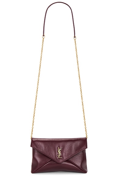 Saint Laurent Small Pouch On Chain in Dark Ruby