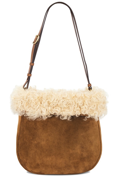 Saint Laurent Roady Shoulder Bag in Caramel Cognac & Beige