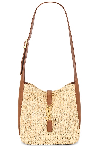 Saint Laurent Baby Le 5 A 7 Supple Shoulder Bag in Pale Brown & Brick