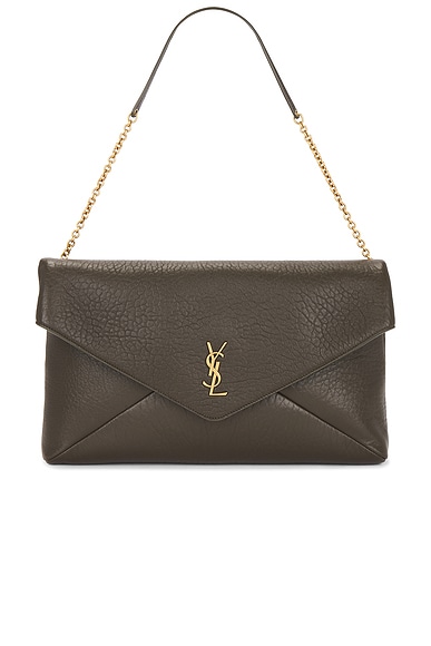 Saint Laurent Envelope Pouch On Chain in Light Musk