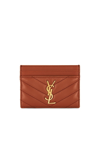 Saint Laurent Credit Card Case in Dark Mandarin