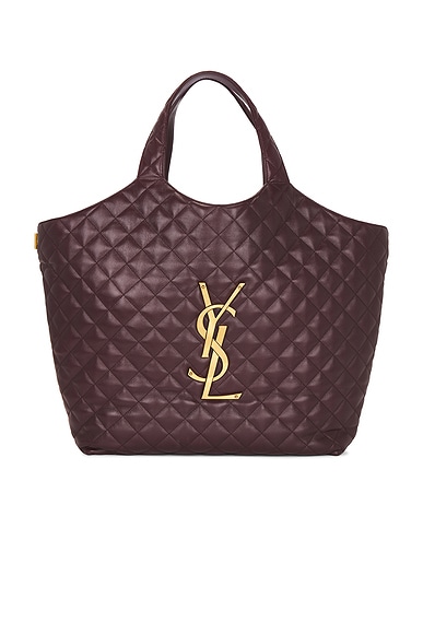 Saint Laurent Icare Maxi Shopping Tote Bag in Rouge Cabernet