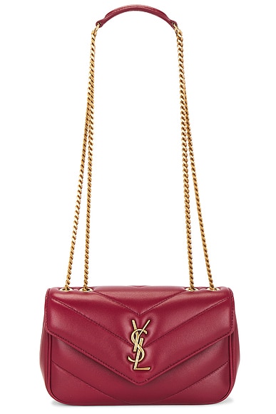 Saint Laurent Mini Loulou Chain Bag in Carmine Red