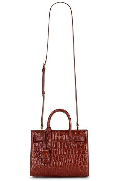 Saint Laurent Nano Sac De Jour Carryall Bag in Rust Brown