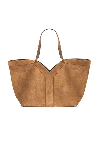 Saint Laurent Small Y Tote Bag in Orange Caramel Cognac