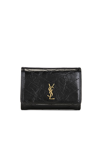Saint Laurent Cuir Vintage Froisse Matelasse Wallet in Nero