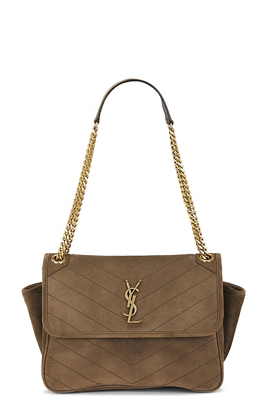 Saint Laurent Niki Tripouch Chain Bag in Light Musk