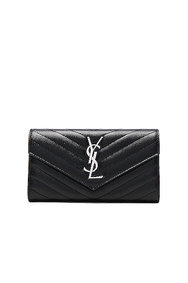 Saint Laurent Large Monogramme Flap Wallet in Black