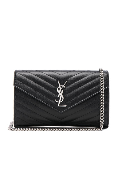 Saint Laurent Monogramme Chain Wallet Bag in Black