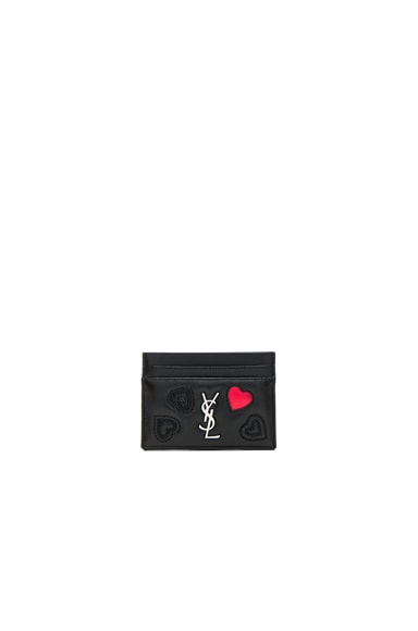 Heart Embroidered Credit Card Case