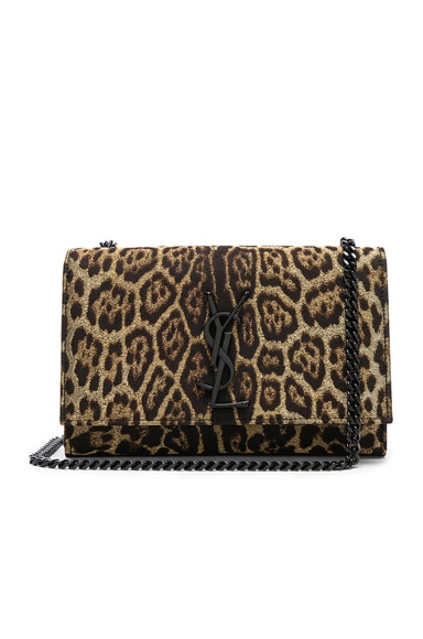 Small Leopard Print Lurex Monogramme Kate Chain Bag