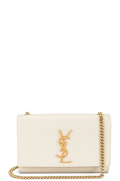 Saint Laurent Small Kate Monogramme Chain Bag in Crema Soft