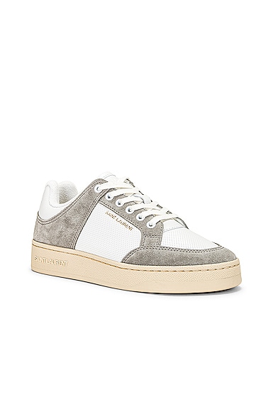 Saint Laurent Sl/61 Leather And Suede Sneakers In Blanc Optique