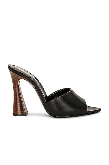 Saint Laurent 105mm Suite Leather Mule Sandals In Black
