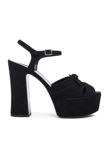 Saint Laurent Suede Candy Heels in Noir | FWRD