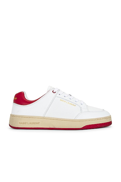 Saint Laurent SL61 Low Top Sneaker in Blanc & Vintage Red