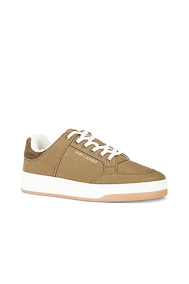 Shop Saint Laurent Sl61 Low Top Sneaker In Cactus & Military Green