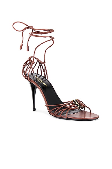 Shop Saint Laurent Babylone Sandal In Aesthetic Brown