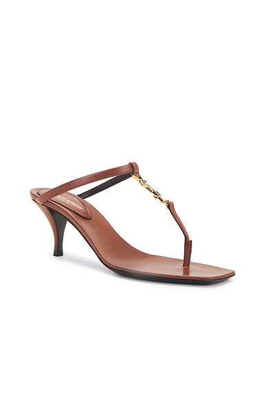 Saint Laurent Cassandra 60 Leather Sandals In Aesthetic Brown