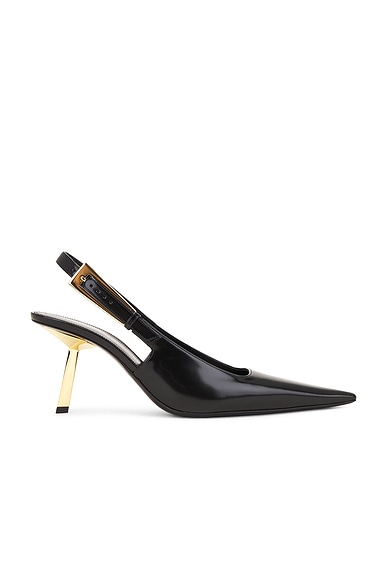 Saint Laurent Stone Slingback Pump in Nero