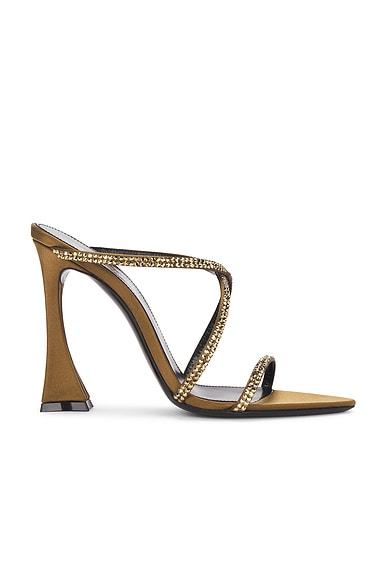Saint Laurent Gippy Sandal in Khaki & Crystal Starlight