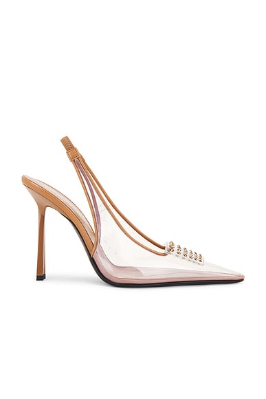 Stone Slingback Pump in Transparent & Dark Macadamia