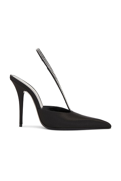 Saint Laurent Chacha Pump in Nero & Crystal Velvet