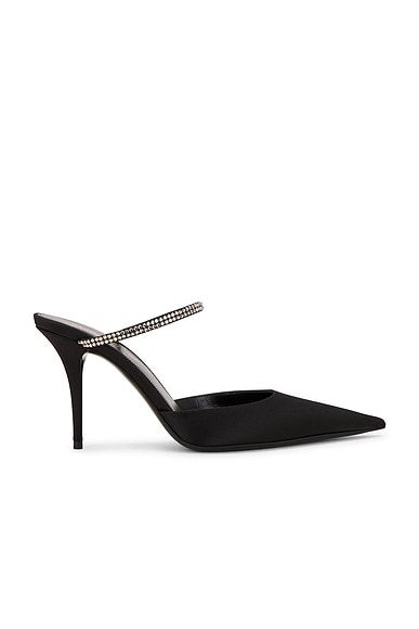 Saint Laurent Killer Mule in Nero & Crystal Velvet