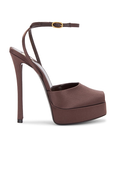 Saint Laurent Liberat Platform Sandal in Black Brown
