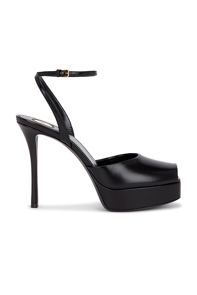 Saint Laurent La Scandale Platform Sandal in Nero