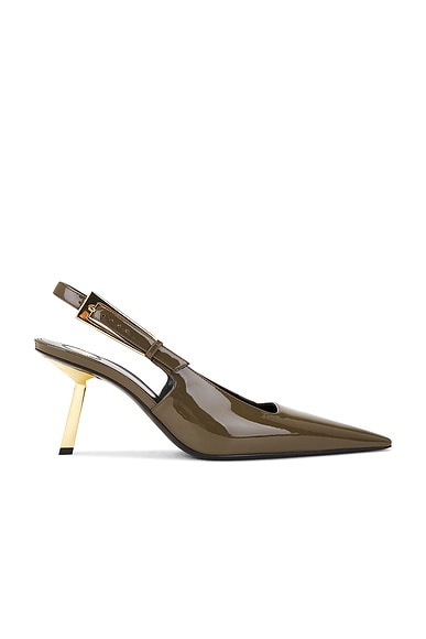 Saint Laurent Lee Slingback Pump in Amber Green