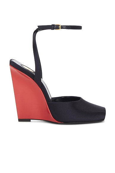 Saint Laurent La Scandale Wedge Sandal in Patriot Navy