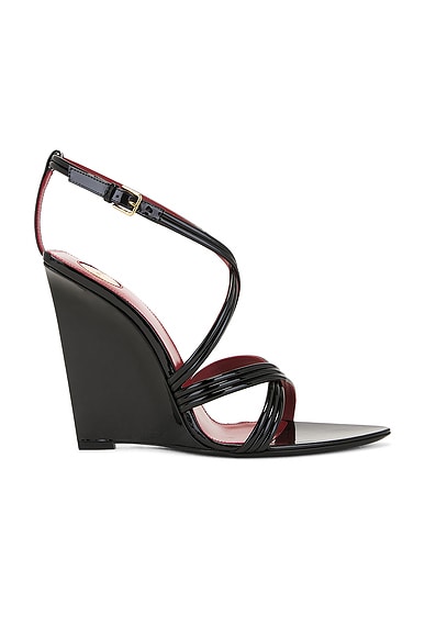 Saint Laurent スキャンダル ウェッジ ブラック ★ 新作 Saint Laurent スキャンダル ウェッジ ブラック ☆ 新作