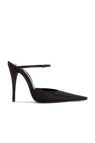 Saint Laurent Alice Mule Pump in Nero & Crystal | FWRD